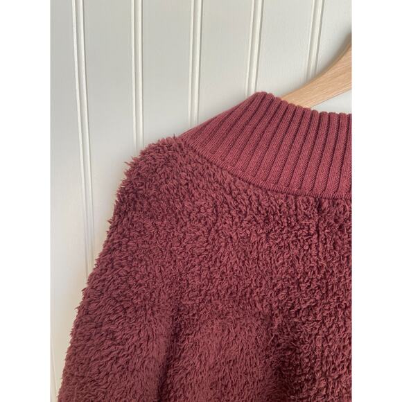 Barefoot Dreams CozyChic Shearling Sweater Size 3XL Red Sherpa Quarter Zip - Picture 6 of 6